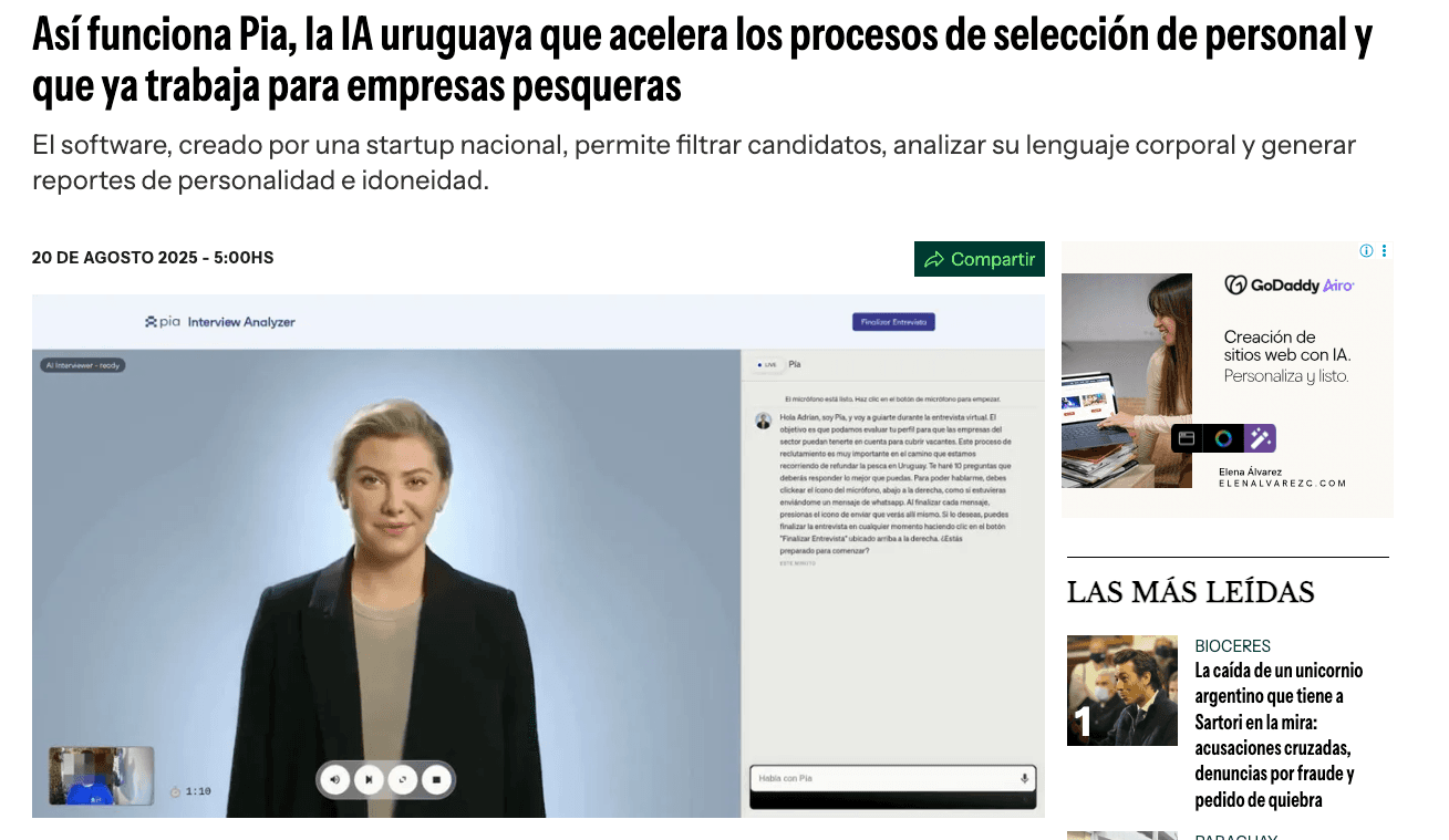 Así funciona PIA, la IA uruguaya que acelera los procesos de selección de personal